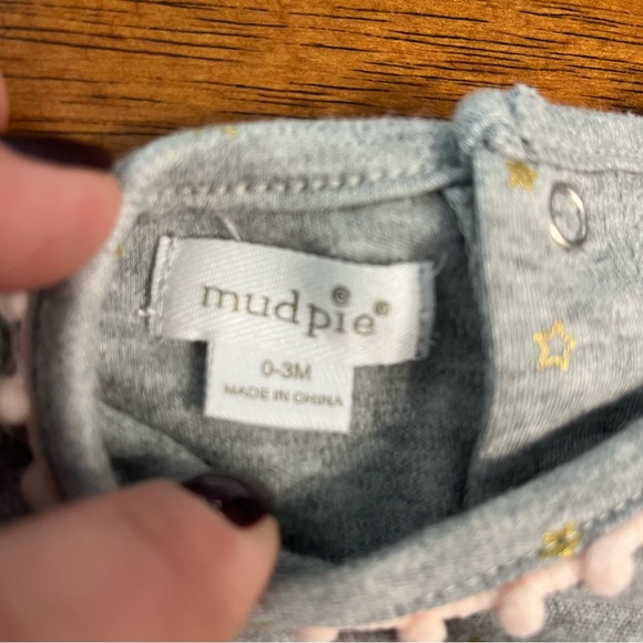 Mud Pie Gray Reindeer Ruffle Romper - Picture 3 of 4